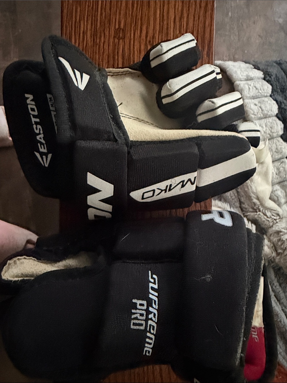 Easton Black and White Hockey Gloves - Supreme Pro Pair